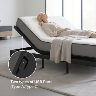 Queen Size Adjustable Bed Frame | Head & Foot Incline with Massage, Wireless Remote & USB Ports