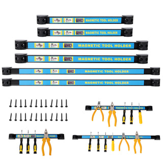 6-Pack Heavy Duty Magnetic Tool Bar, 2x12", 2x18", 2x24" Magnetic Tool Holder Strips for Workshop, Garage, with Mounting Screws