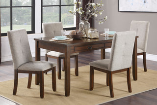 Dark Cherry 5-Piece Dining Set - Functional Storage Table &amp; 4 Chenille Chairs