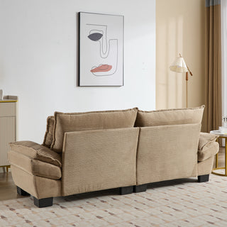 Khaki Corduroy Sofa Sleeper Loveseat - Deep Seat Upholstered Couch with Pillows