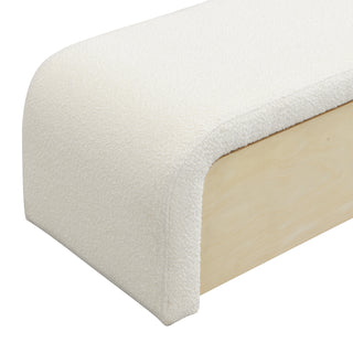 White upholstered boucle storage ottoman, view 12