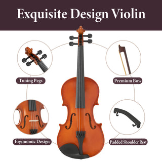 4/4 Full Size Violin Set | Durable, Rich Sound for Beginners & Professionals