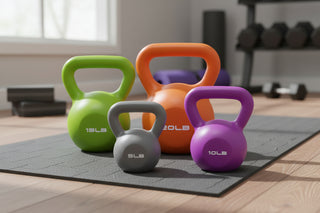 5lb-20lb Vinyl Coated Kettlebell Set - Heavy Duty Strength Training Weights for Women - Wide Grip Home Gym Equipment