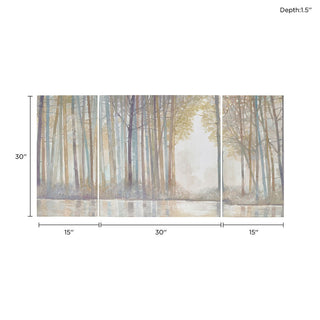 Triptych 3-piece forest canvas wall art set, view 11