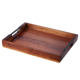 Serving Tray 17x12.2 Inch Acacia Food Serving Table Laptop Desk with Handles