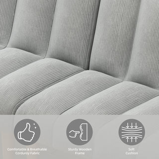 Corduroy fabric, wooden legs convertible sofa bed (Color:Grey)