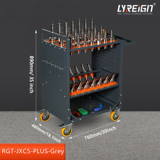 Grey CNC Tool Cart | CAT40 & BT40 Tool Holder Trolley (35 Capacity)