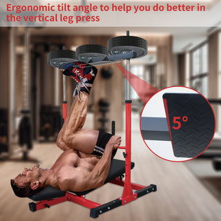 Vertical Leg Press Machine with Adjustable Leg, Back and Head Positions, Leg Strength Training Machine for Home Gym, 2' Olympic Plate Compatible