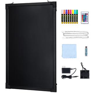 LED Message Writing Board, 24'x16' Illuminated Erasable Lighted Chalkboard, Neon Effect Menu Sign Board, Drawing Board with 8 Fluorescent Chalk Markers and Remote Tested to UL Standards