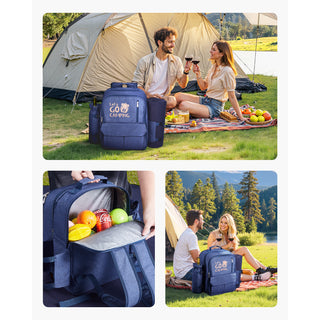 Beach Picnic Backpack Bag for 4 Person with Cooler Compartment Navy Blue