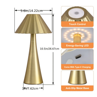 10.5 inch Modern Mini Table Lamp Set of 2, Gold