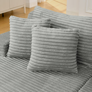 Gray Velvet 2-Seater Compressed Lazy Sofa | Modern No-Assembly Lounge Chair