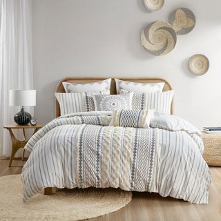 Full/Queen Cotton Printed Duvet Cover Set with Chenille
