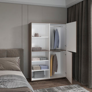 Eco High One-Door Freestanding Armoires - Compact Wardrobes in White &amp; Mahogany