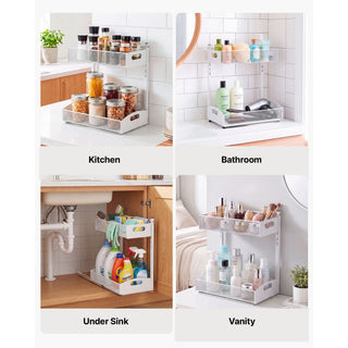 2-pack 2-tier pull out under sink organizer in white