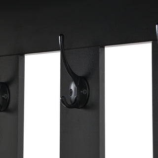 ON-TREND Contemporary 39.3''Wx70.8''H Hall Tree  Storage with Cushioned Storage Bench, Multifunctional Hallway Shoe Cabinet with Pegboard, Modern Coat Rack with 4 Hooks for Entryway, Mudroom, Black