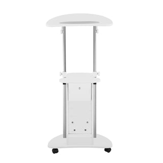 Deluxe Sit-to-Stand Rolling Laptop Cart, White