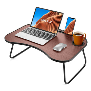 Portable Lap Desk with Built-In Cushion, Laptop Bed Tray with Handle & Phone Holder, Lightweight Laptop Table for Sofa, Bed, Travel & Home Office