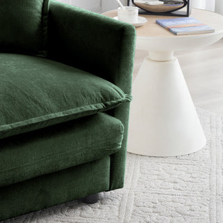 Green Chenille 2-Piece Sofa Set - Modern 2+3 Seater Deep Seat Living Room Group