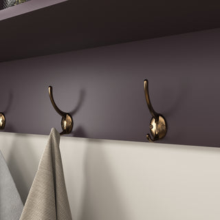 Espresso Entryway Wall Mounted Coat Rack with 4 Dual Hooks Living Room Wooden Storage Shelf