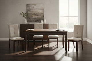 Dark Cherry 5-Piece Dining Set - Functional Storage Table &amp; 4 Chenille Chairs