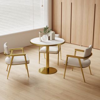 Round Modern Dining Table (31.5" Diameter) | Bistro Table w/ Faux Marble Top & Sturdy White/Black Tulip Metal Base | Small Space Kitchen & Dining Room Furniture | Easy Assemble