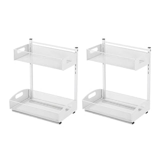 2-pack 2-tier pull out under sink organizer white, view 9