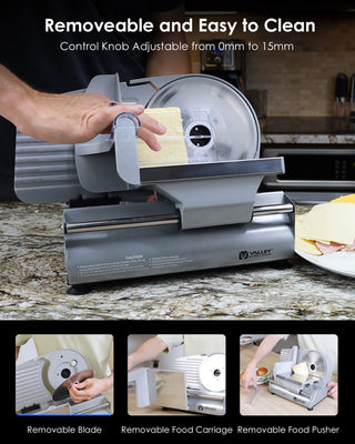 Electric Meat Slicer for Home Use - Deli Food Slicer Machine with 7.5" Stainless Steel Blade, 180W, Adjustable Thickness for Meat, Cheese & Bread