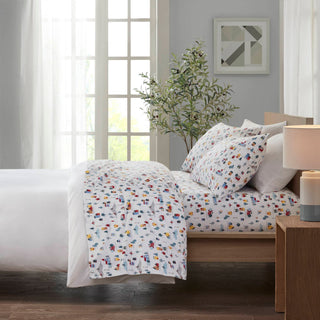 4 PCS Full Printed Sheet Set White Village Print