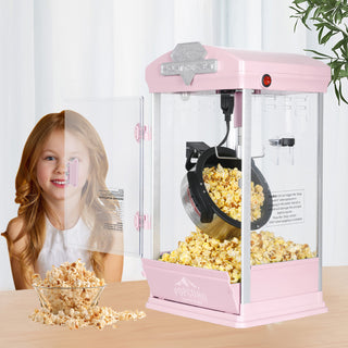 1000W Electric Popcorn Maker Machine (8 oz Kettle) - Portable Countertop Popcorn Popper for Home Theater, Parties & Events (Pink)
