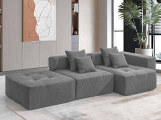 [VIDEO+New]105.5''L Shaped Modular Sectional Sofa,Minimalist Corduroy Floor Couch Set,Convertible Foam-Filled Cloud Compressed Couch for Living Room,3 PC Free Combination,No Assembly Required,3 Colors