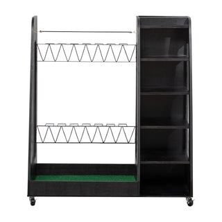 Golf Bag Organizer for Garage, Premium Wooden Golf Clubs Storage Rack Fit 2 Golf Bags, Golf Trunk Organizer for Car Garage Club Shed Basement,Black