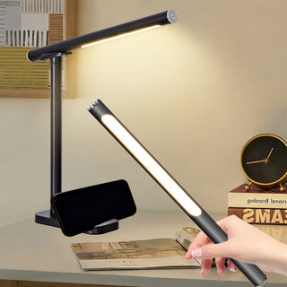 LED Desk Lamp 360°Adjustable, USB Charging Port, 5 Light Modes & Dimmable Brightness, Bedside Lamp for Reading, Craft, Work, Study(Black)