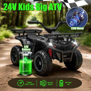 24V Kids Ride-On ATV, Off-Road Vehicle, Ages 3-5