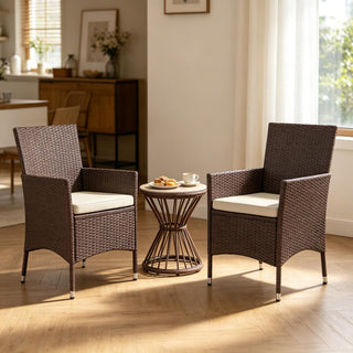 Garden Stackable Chairs,Rattan Dining Chairs,Rattan Chairs with Backrest(Only 2 PCS chairs)