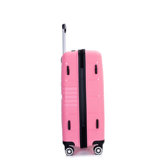 Lightweight Durable Hardshell Suitcase Set with Double Spinner Wheels and TSA Lock, Pink Polypropylene in 3 Sizes