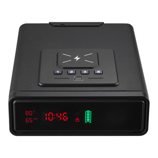Gun Safe, Pistol Handgun Drawer Safe with Fingerprint/Password/Key, 3-Way Quick Access Firearm Case Drawer with Screen for 2 Pistols & Magazines, Wireless Charging, for Desk Bedside Nightstand