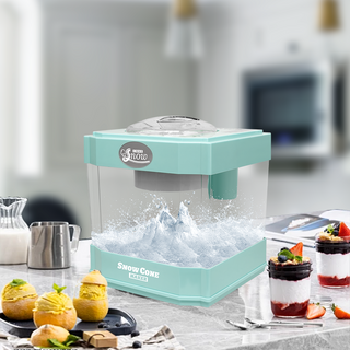 Snow Cone Maker, Tabletop Shaved Ice Machine for Slushies & Frozen Drinks, 2 Reusable Cups, Ice Scoop