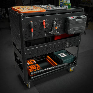 3-Tier Rolling Utility Cart | DIY Detachable Tool Cart with Steel Pegboard