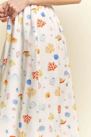 Davi & Dani Denim Binding Detail Smocking Summer Maxi Dress