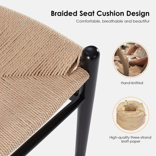 Fully Assembled Wood Wishbone Dining Chairs Set of 2 - Mid Century Modern Wishbone Chair for Beach House - Natural Wood Dining Furniture with Hemp Seat - Industrial Grade Heavy Duty Boho Dining Chairs - Solid Wood Side Chairs