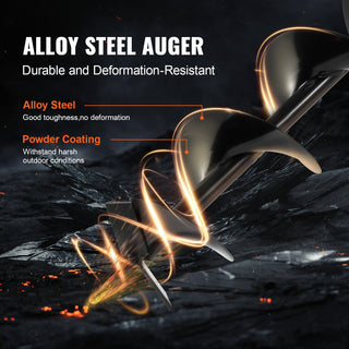 VEVOR Gas Post Hole Digger 52CC 1450W with 8 Drill Bits & Extension Rod, Black Aluminium Alloy, 46.35 Inch