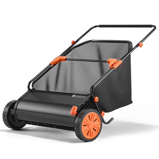 30 inch Push Lawn Sweeper with Hopper Bag, Black