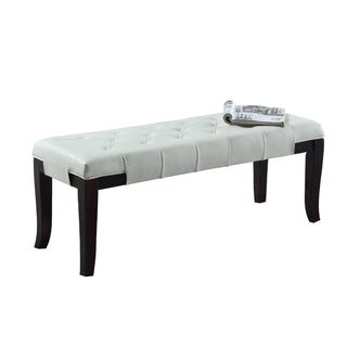 Linon Tufted Bench, Faux Leather, White