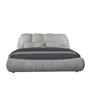 Queen Size Upholstered Platform Bed with Oversized Padded Backrest, Thickening Pinewooden Slats and Solid Wood Leg,Grey(New Sku:W1885S00020)