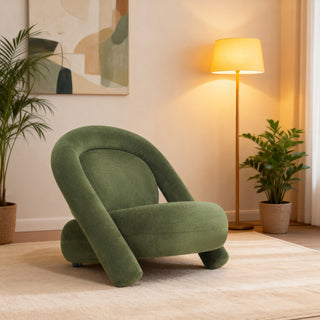 Lounge chair,accent chair, 32inch Velvet Fabric Decorative clubchair, with special design, Suitable for Living Room, Study, Office or Leisure Area, Darkgreen