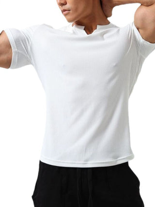 Men's Plus Size Notched Short Sleeve T-Shirt