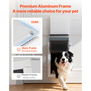 Pet Door, Large, with Three Magnetic Flaps and Metal Frame, Strong and Weatherproof Dog Door for Interior and Exterior Doors, Easy to Install, Easy In-and-Out Access for Doggies, White