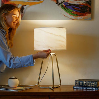 Optima Modern Stylish Desk Lamp | Marble Lampshade, Bronze Base & 110V (Premium Illumination)