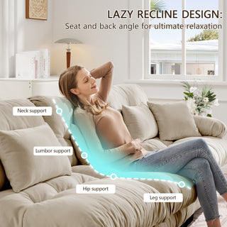 Luxury Modular Sectional Sofa Couch - Oversized U Shaped Cloud Couch for Living Room,Deep Seat Sofa Couch with 2 Ottomans ,Chenille Light coffee